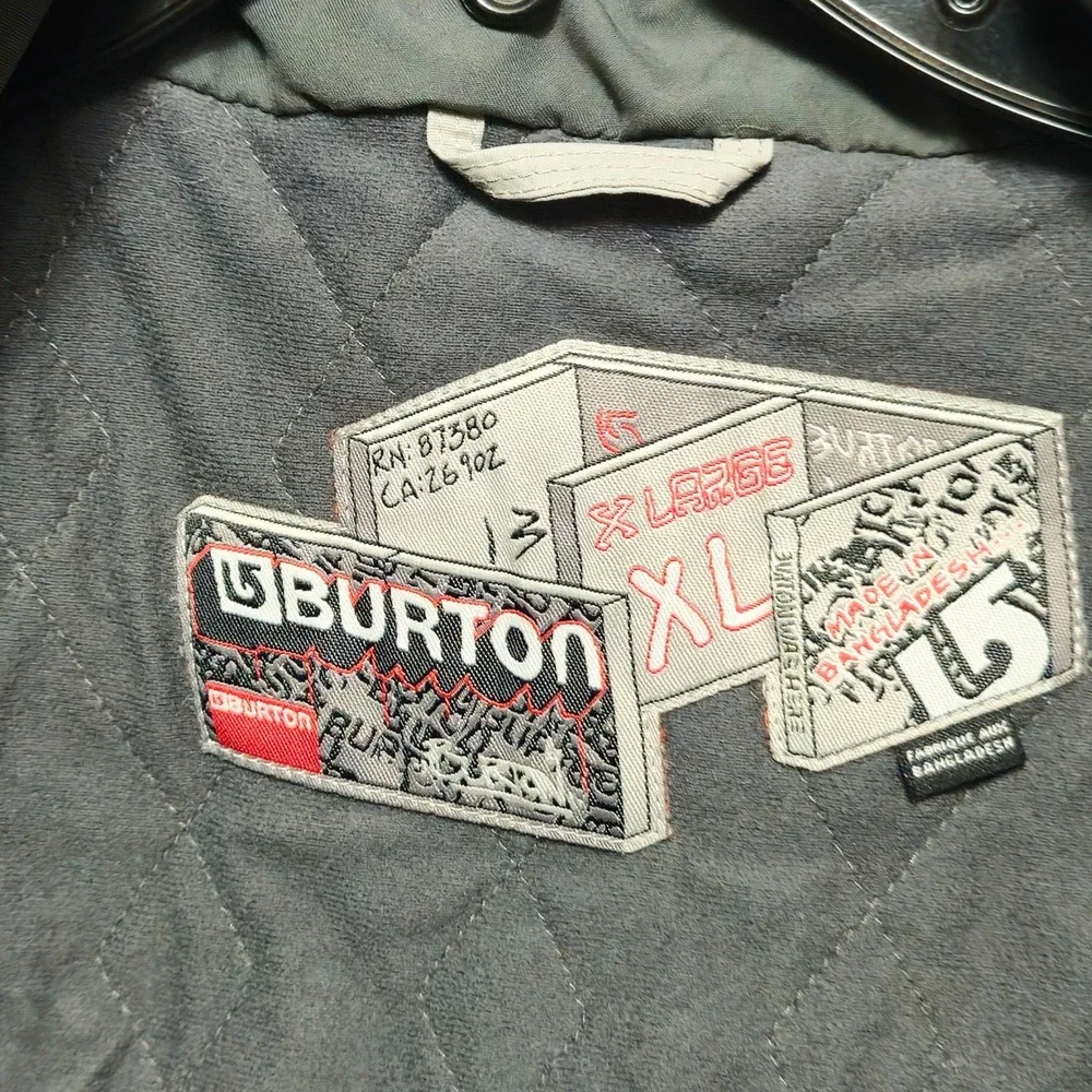 Burton Juniors Womens XL Ski Snowboard Jacket Blue Khaki Hooded Puffer Insulated